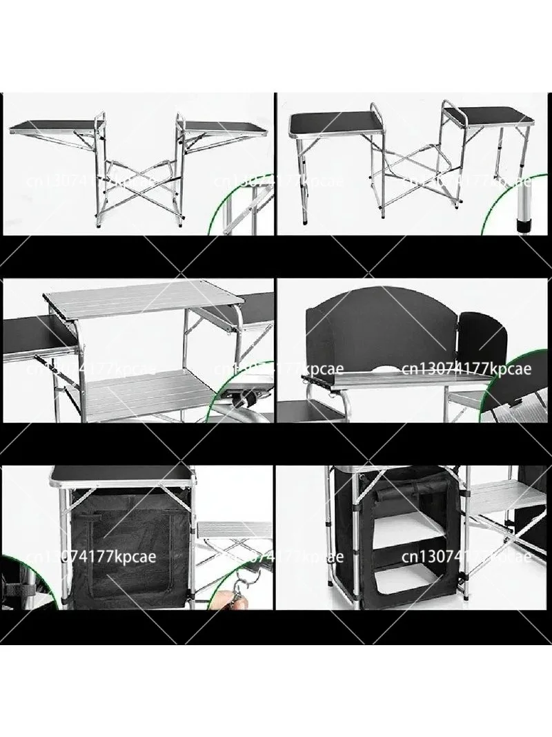 Camping Cooking Table With Storage - 경량 알루미늄 야외 캠핑 접이식 테이블