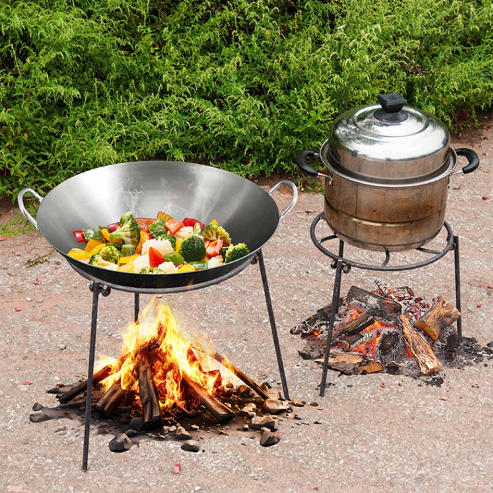 Camping Cooking Essentials - 캠프파이어 삼각대 접이식 그릴 스탠드 휴대용