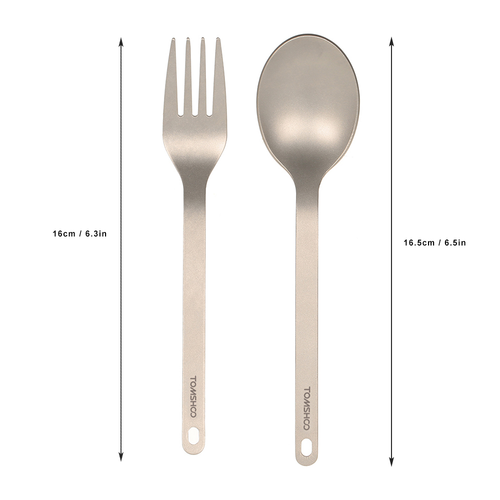 Camping Cooking And Cutlery Set - TOMSHOO 티타늄 식기 저녁 식사 숟가락
