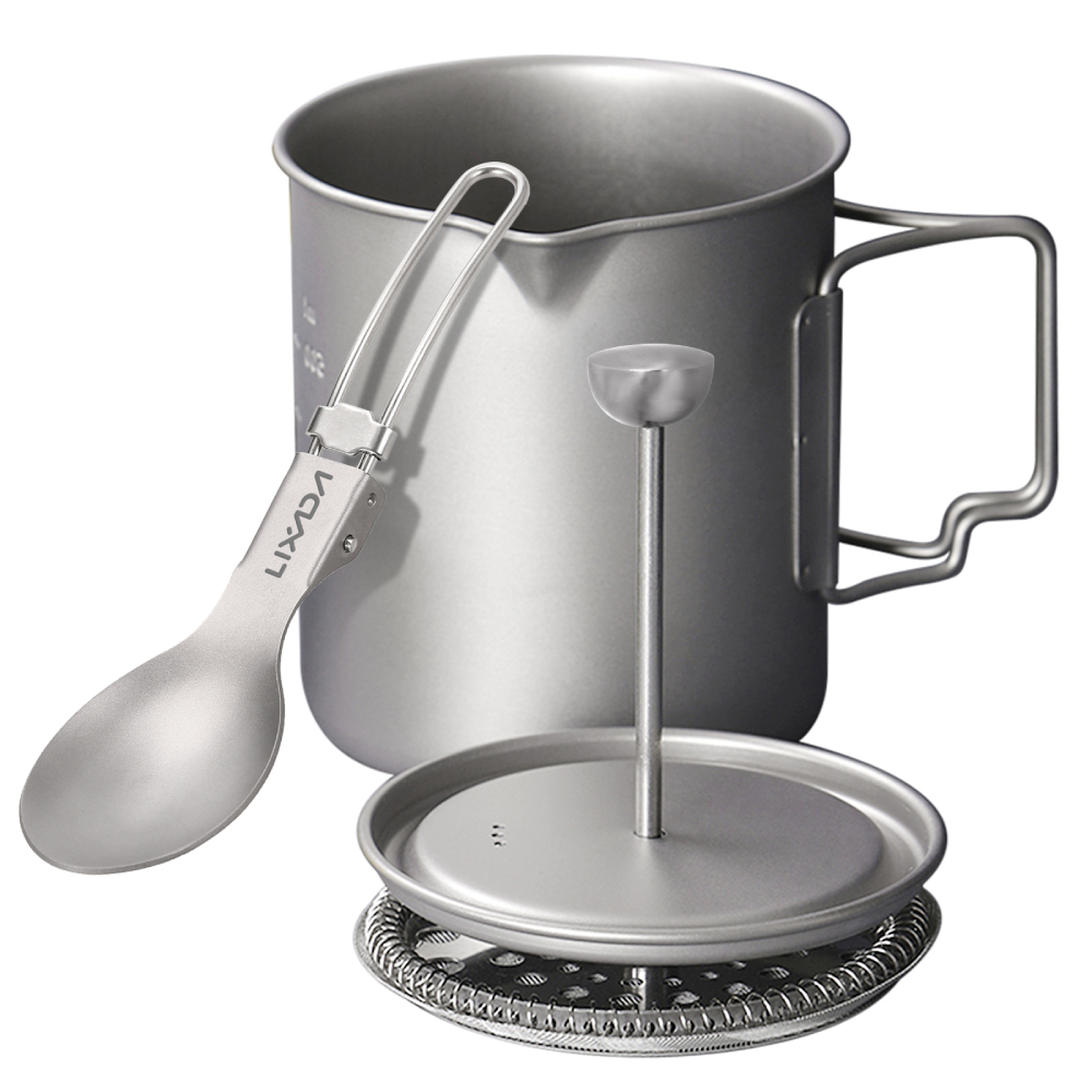 Camping Cooking Cup - Lixada 티타늄 커피 컵 머그잔, 프렌치