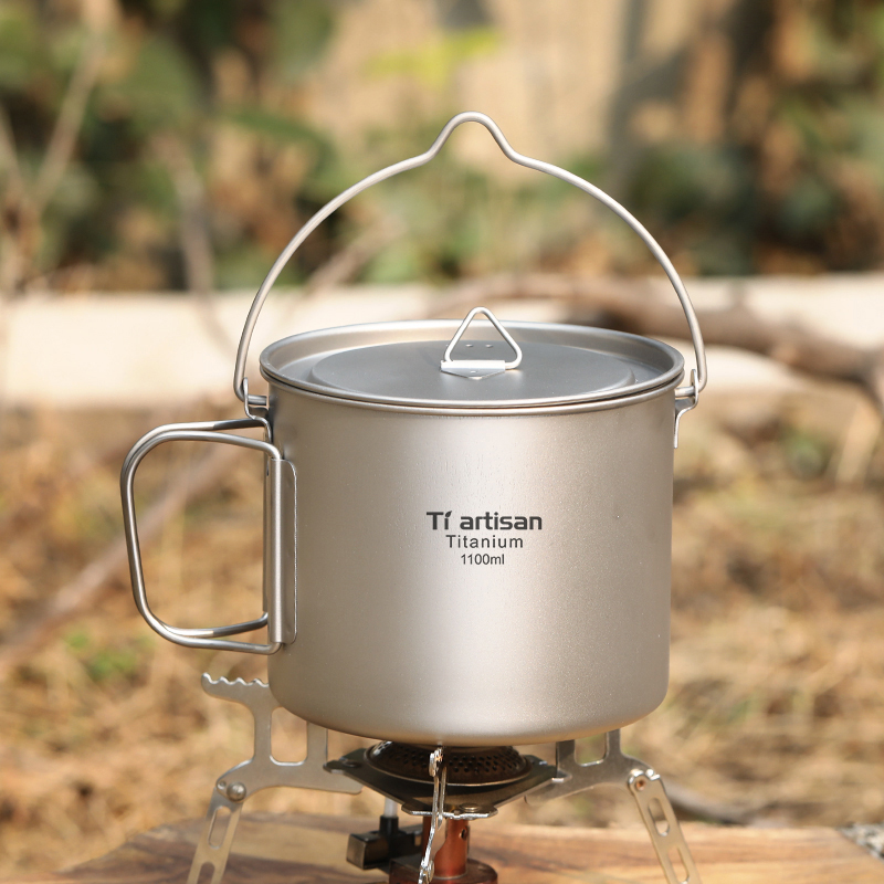 Camping Cooking Cup - Tiartisan 티타늄 1.1L 캠핑 냄비 뚜껑과