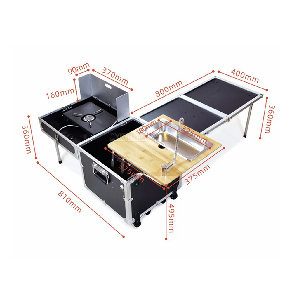 Camping Cooking Table With Storage - 야외 이동식 주방 조리함 수납함 테이블
