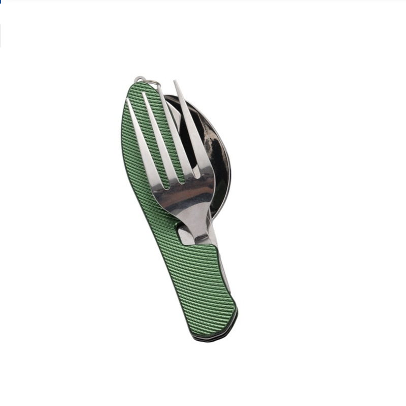 Camping Cooking And Cutlery Set - 접이식 스테인리스 스틸 수저 세트, 일체형