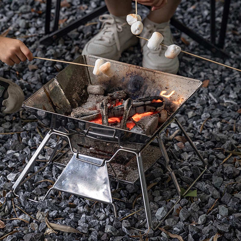 Camping Cooking Fire Pit - 휴대용 캠프파이어 화덕 바베큐 그릴 스테인리스