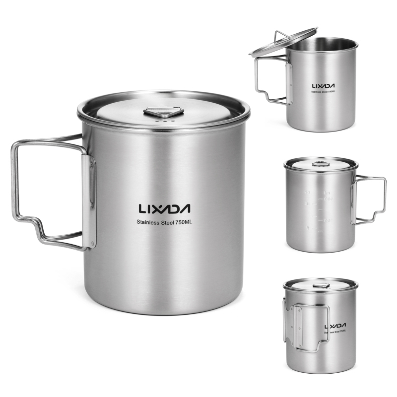 Camping Cooking Set With Bag - Lixada 야외 스테인레스 스틸 물컵 머그잔,