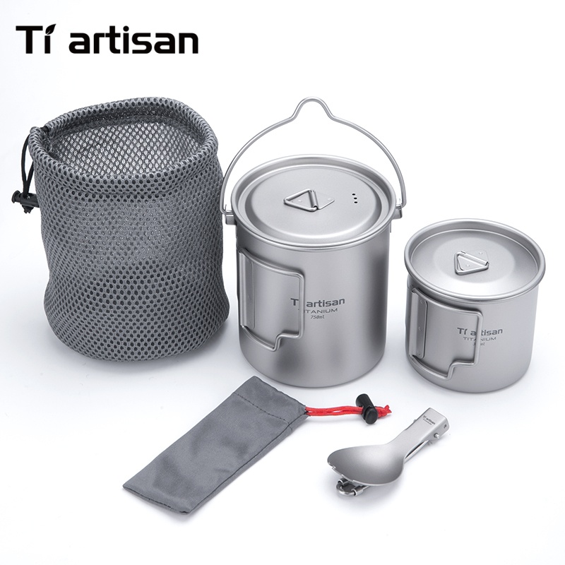 Camping Cooking Bundle - Tiartisan 순수 티타늄 초경량 조리기구 세트