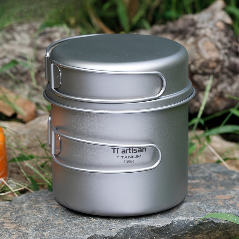 Camping Cooking Kitchen Set - 순수 티타늄 조리기구 세트(손잡이 포함) 초경량