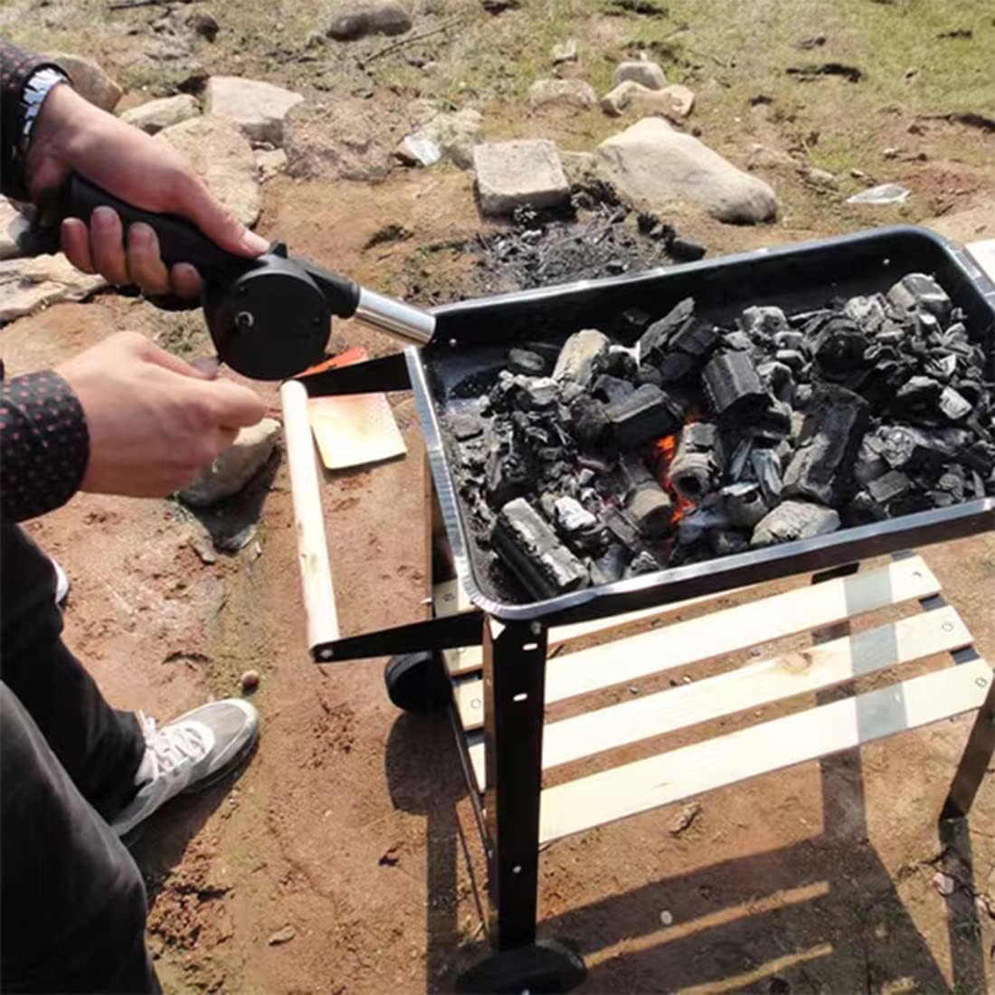야외 요리 바베큐 송풍기 휴대용 핸드 크랭크 팬 공기  - Camping Cooking Essentials 리뷰 및 가격