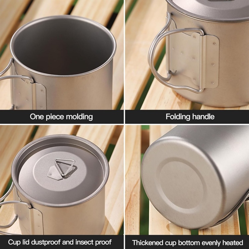 접이식 손잡이가 있는 티타늄 캠핑 머그, 가벼운 휴대용 - Camping Cooking Books 리뷰 및 가격