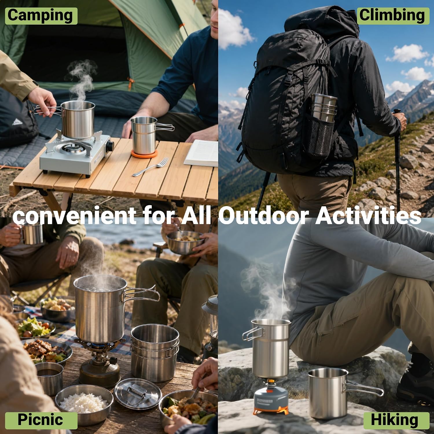 접이식 캠핑컵 머그컵 캠핑 냄비 조리기구 304 식품  - Camping Outdoor Cooking Set 리뷰 및 가격