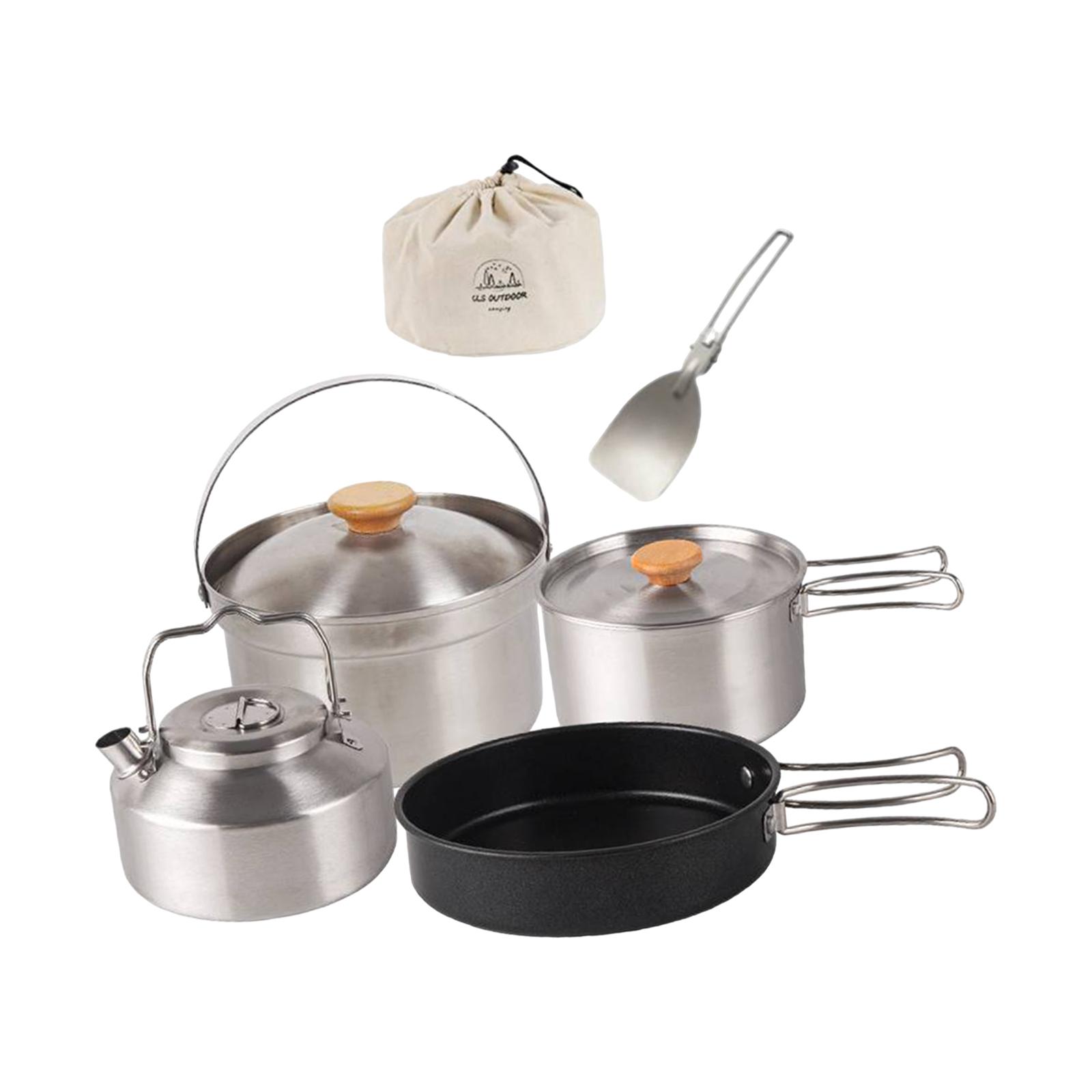 캠핑 조리기구 휴대용 논스틱 프라이팬, 티포트, 주전자 - Camping Cooking Gear Set 리뷰 및 가격