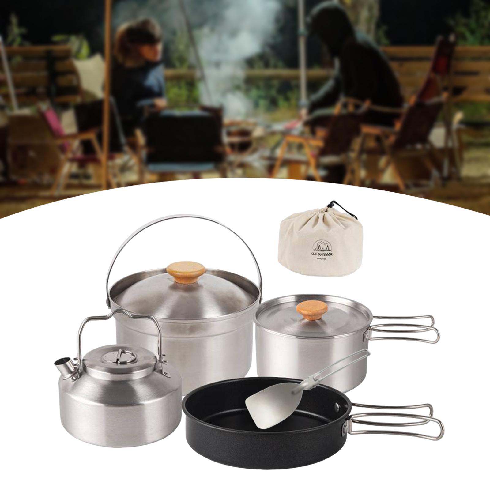 캠핑 조리기구 휴대용 논스틱 프라이팬, 티포트, 주전자 - Camping Cooking Gear Set 리뷰 및 가격