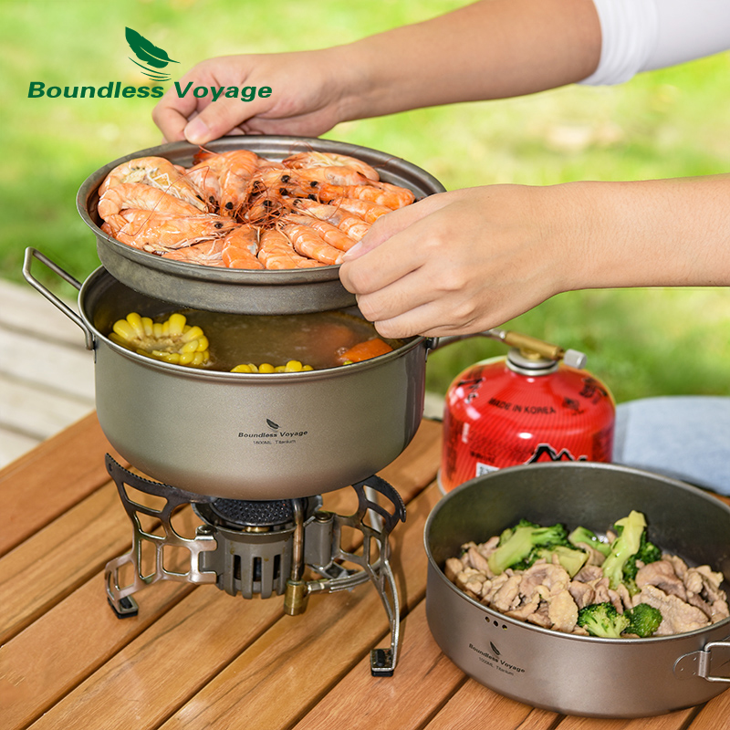 무한 항해 티타늄 스티머 스톡팟 프라이팬 세트 초경량  - Camping Cooking Rice 리뷰 및 가격