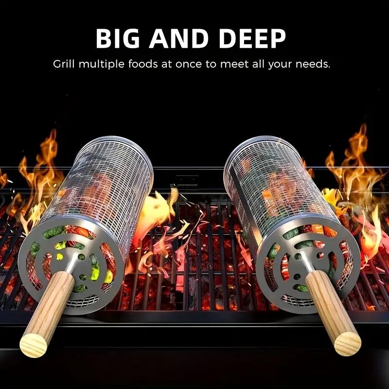 식품 등급 스테인리스 스틸 원형 회전 BBQ 그릴 바스 - Camping Outdoor Cooking Set 리뷰 및 가격