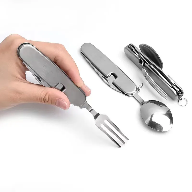 캠핑 식기 세트 스테인레스 스틸 접이식 포크 스푼 나이 - Camping Cooking And Cutlery Set 리뷰 및 가격