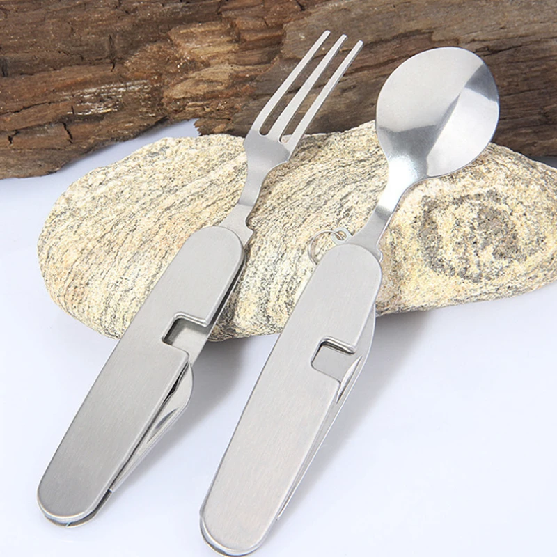 캠핑 식기 세트 스테인레스 스틸 접이식 포크 스푼 나이 - Camping Cooking And Cutlery Set 리뷰 및 가격