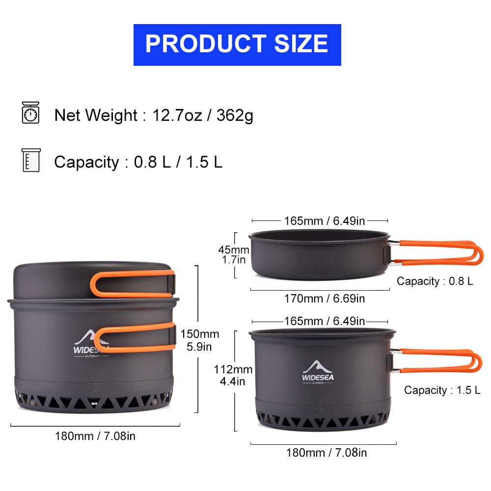 Widesea 캠핑 1.3L 2.3L 조리기구 야외 요 - Quechua Camping Cooking Set 리뷰 및 가격