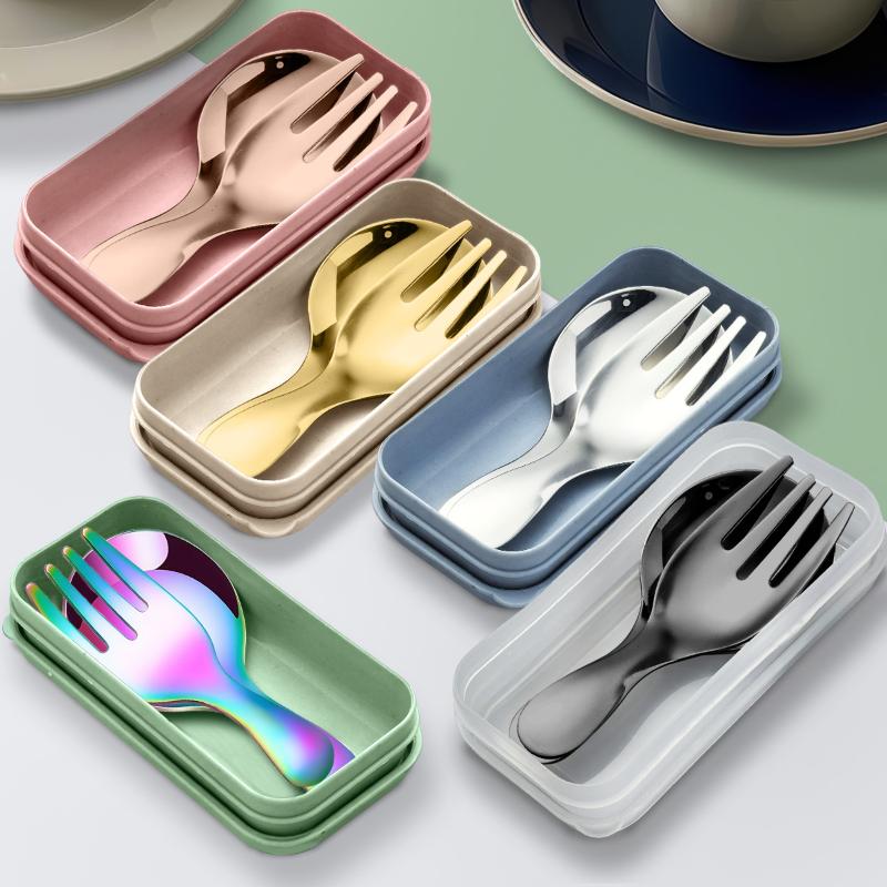 스테인리스 스틸 식기 세트 숟가락 포크 2개 휴대용 박 - Camping Outdoor Cooking Set 리뷰 및 가격