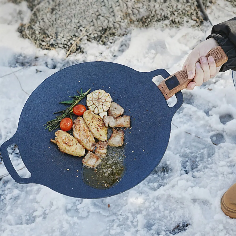 야외용 천연 나무 그릴 팬 손잡이 분리형 내열 방지 화 - Camping Cooking Griddle 리뷰 및 가격