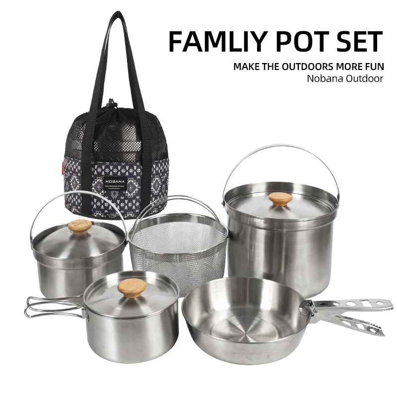 2026 새로운 야외 스테인레스 스틸 냄비 세트 캠핑  - Camping Cooking Set With Bag 리뷰 및 가격