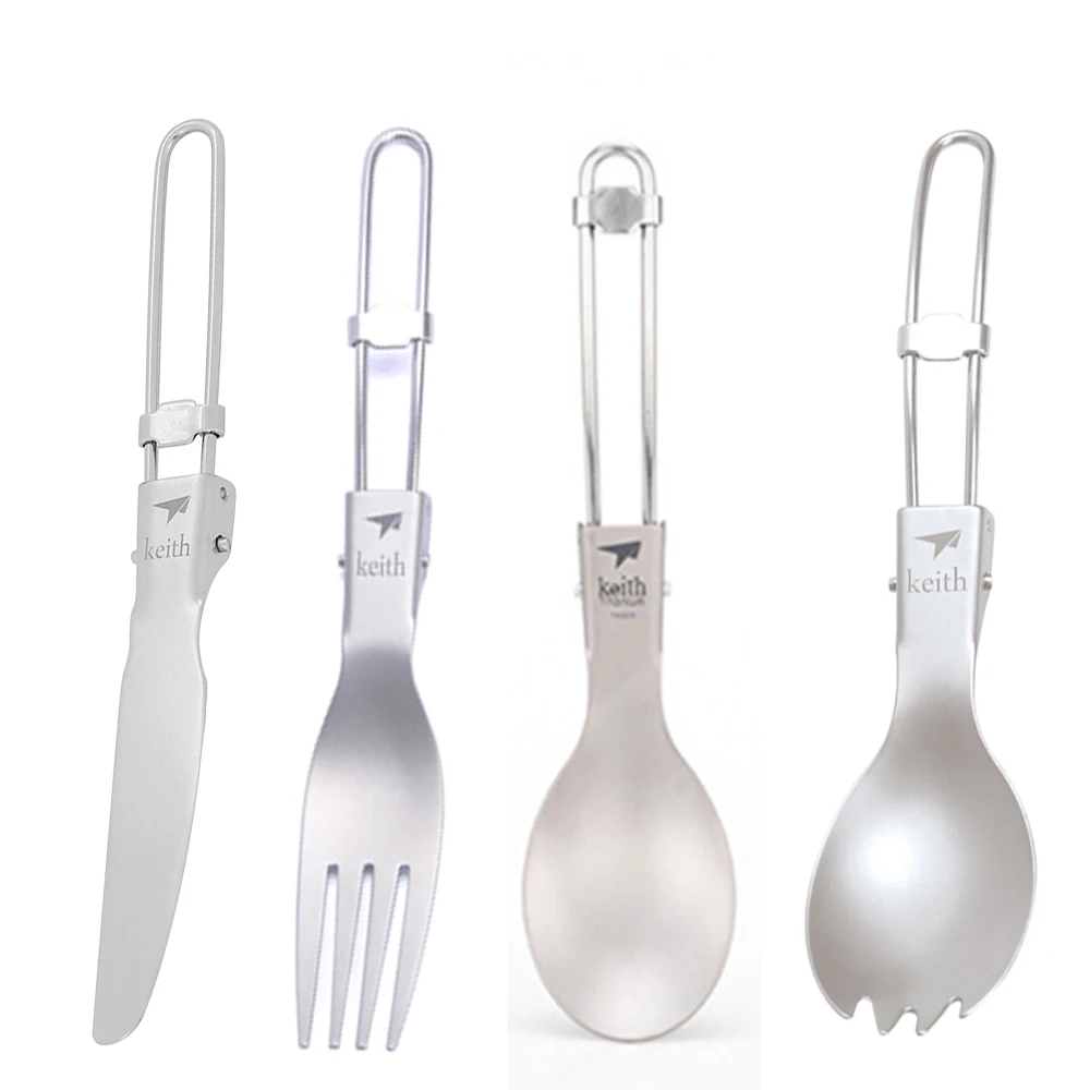 키이스 야외 티타늄 접이식 숟가락 스포크 나이프 포크  - Camping Cooking And Cutlery Set 리뷰 및 가격
