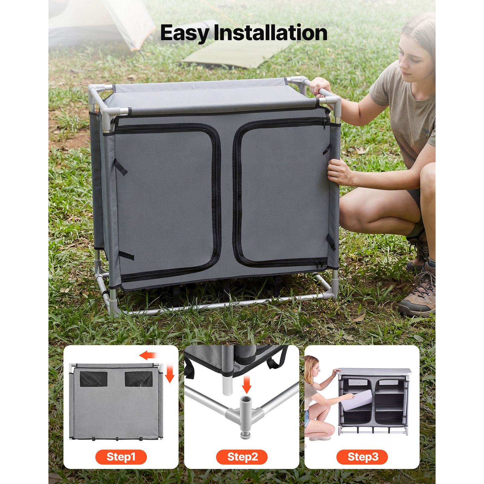 캠핑 수납 캐비닛, 야외 휴대용 알루미늄 경량 테이블, - Camping Cooking Table With Storage 리뷰 및 가격