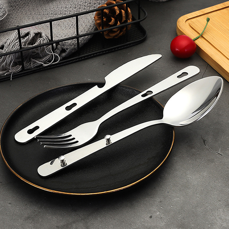 3개 세트 휴대용 스테인리스 식기 접이식 나이프 수저  - Quechua Camping Cooking Set 리뷰 및 가격