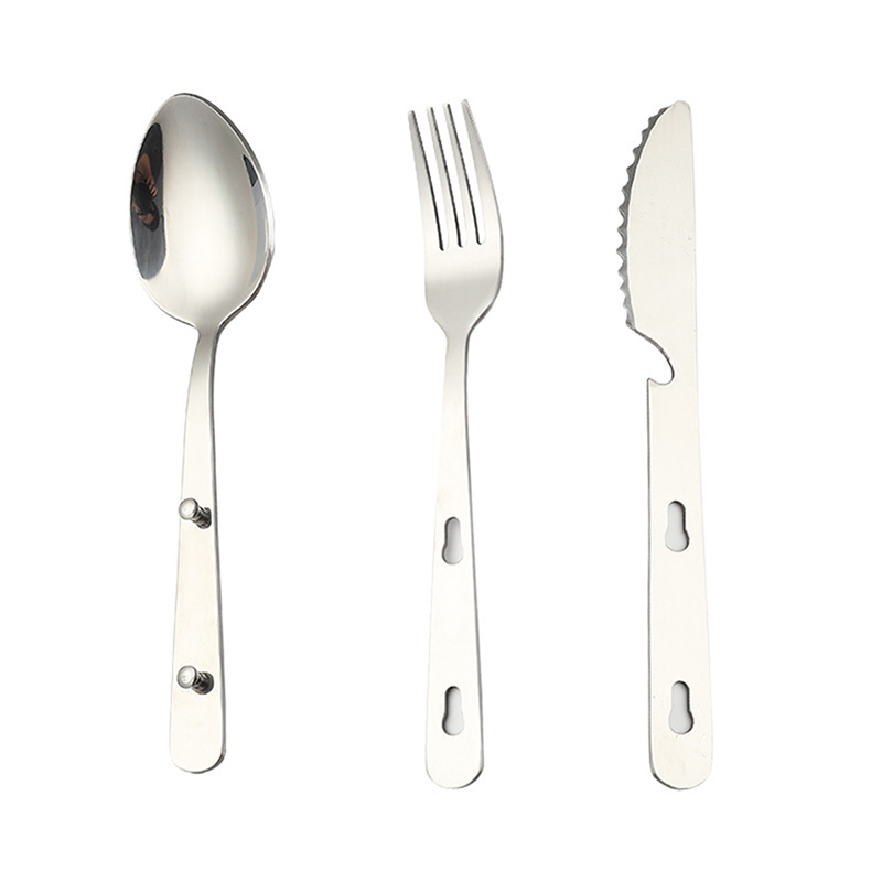 3개 세트 휴대용 스테인리스 식기 접이식 나이프 수저  - Quechua Camping Cooking Set 리뷰 및 가격