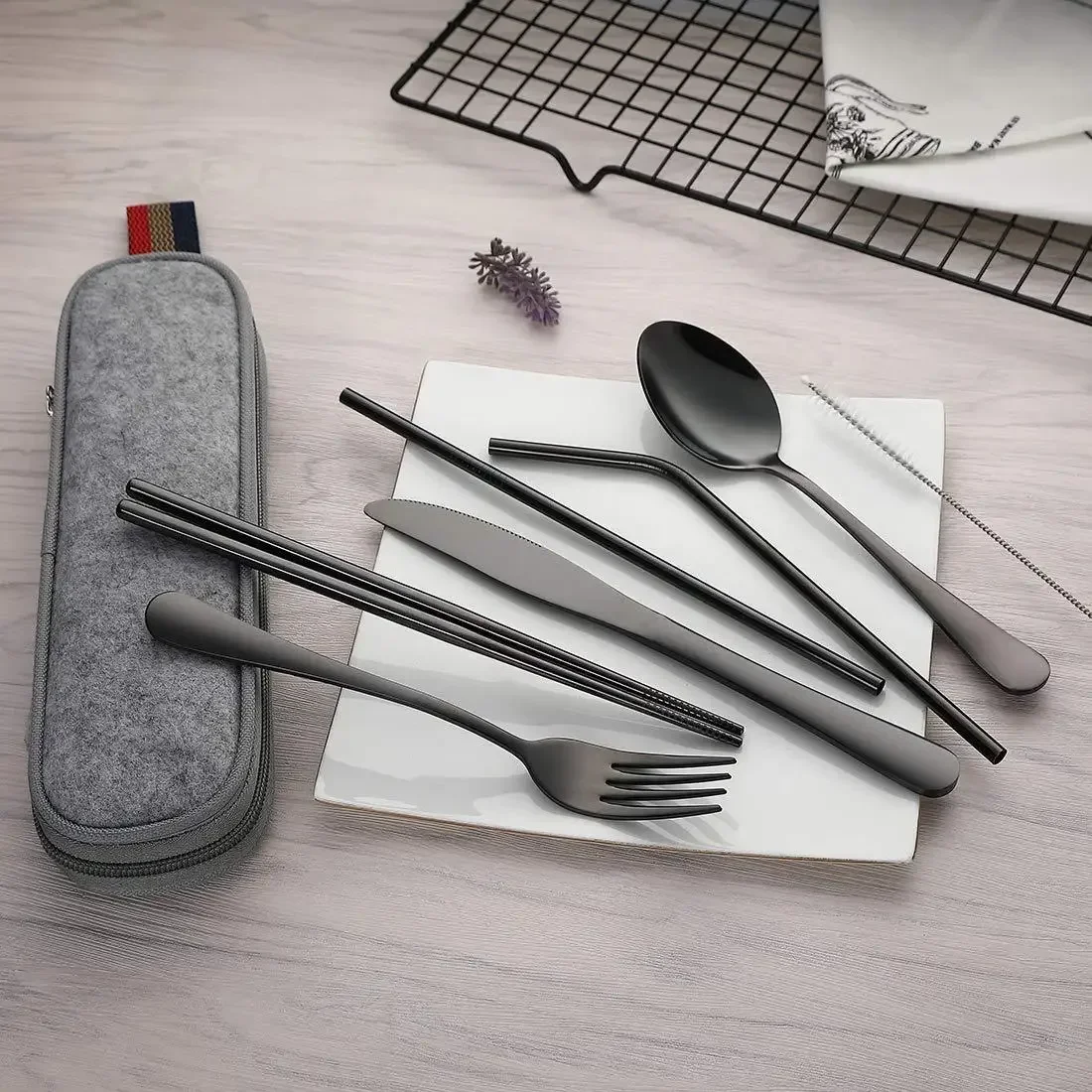 재사용 가능한 여행 커트레이 식기 세트, 스테인레스 스 - Camping Cooking And Cutlery Set 리뷰 및 가격