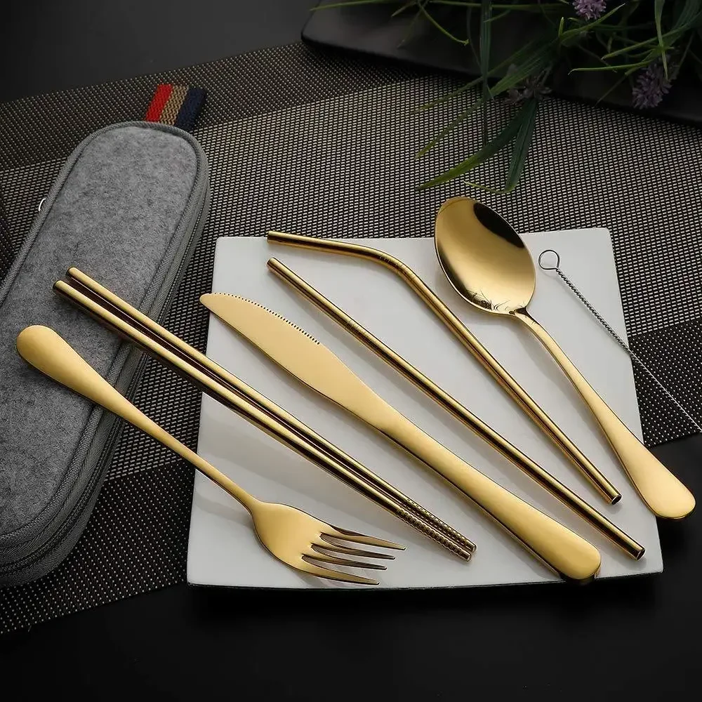 재사용 가능한 여행 커트레이 식기 세트, 스테인레스 스 - Camping Cooking And Cutlery Set 리뷰 및 가격