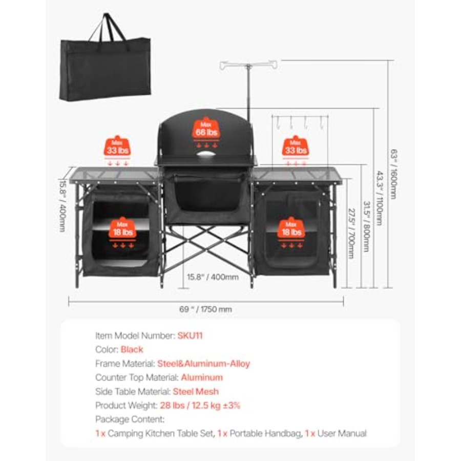 캠핑 키친 테이블, 야외 캠프 조리대, 알루미늄 휴대용 - Camping Cooking Table With Storage 리뷰 및 가격