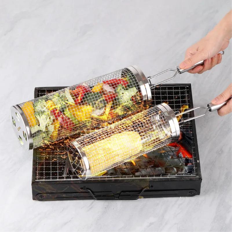 스테인리스 스틸 롤링 그릴 바스켓 – 캠핑, 바베큐,  - Camping Cooking Essentials 리뷰 및 가격