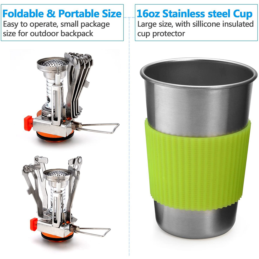 스토브가있는 캠핑 조리기구 키트 야외 요리 세트 야외  - Camping Cooking Gear Set 리뷰 및 가격